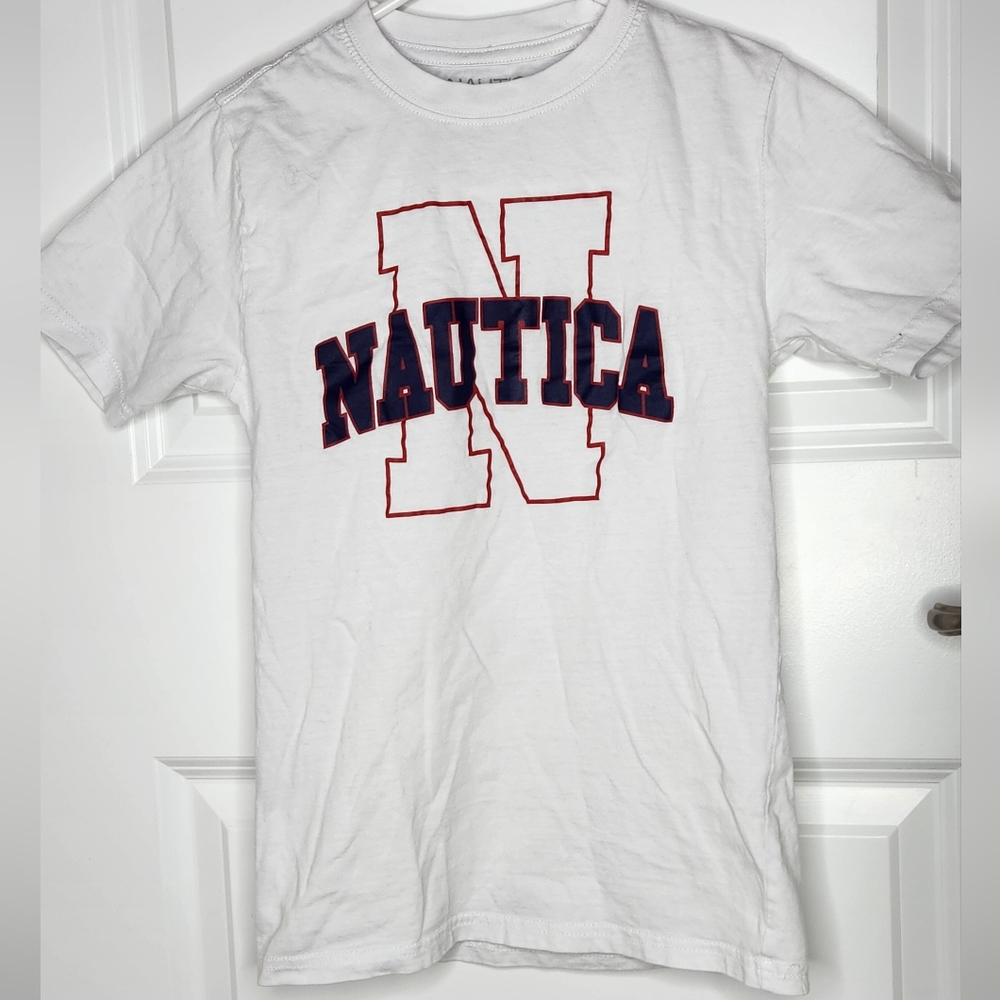 Boys White & Blue Nautica Tee